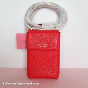 KATE SPADE Bradley North/South Pebbled Leather Phone Crossbody- Heirloom T.  🎈⭐